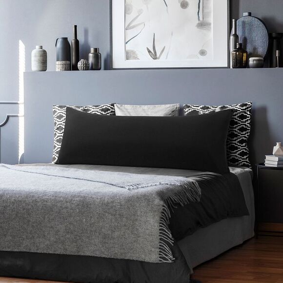 Brushed Microfiber Pillowcases Envelope Closure Soft Long Pillow Case Black - Picture 2 of 6